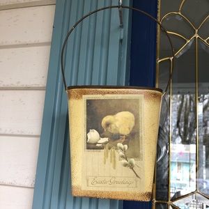 Cute yellow Easter wall tin.